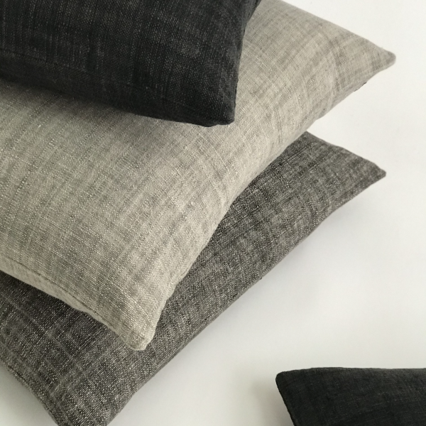 HANDSPUN COTTON PILLOW COVERS - CHARCOAL