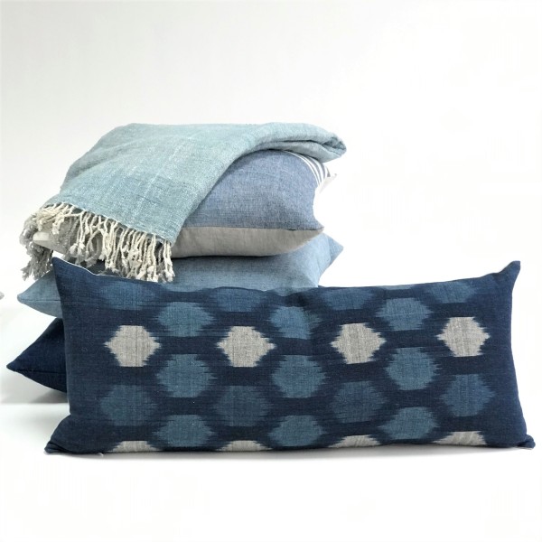 IKAT DIAMOND BOLSTER INDIGO