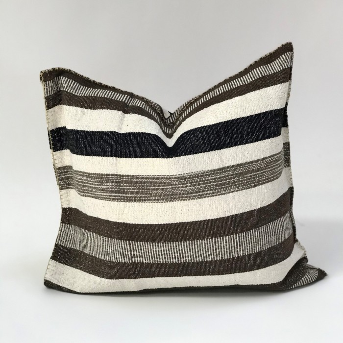 RUSTIC MODERN TEXTURED STRIPE PILLOW COVER-CHOCOLATE