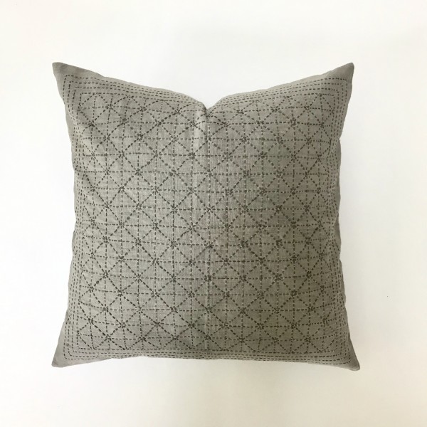 SASHIKO STITCHING STAR PILLOW COVERS - GRAPHITE