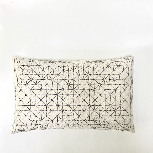 SASHIKO STITCHING PILLOW COVERS - WHITE LUMBAR