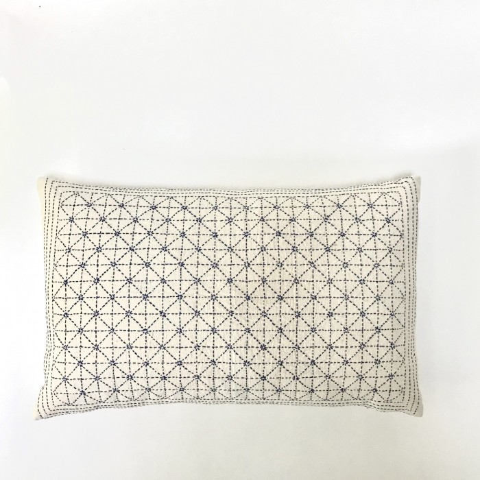 SASHIKO STITCHING PILLOW COVERS - WHITE LUMBAR