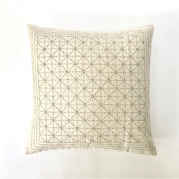 SASHIKO STITCHING PILLOW COVERS - WHITE