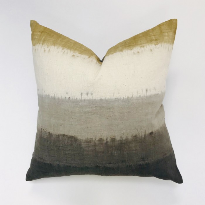 SHIBORI BAND STRIPE PILLOW COVER GRAY - Multiple Sizes