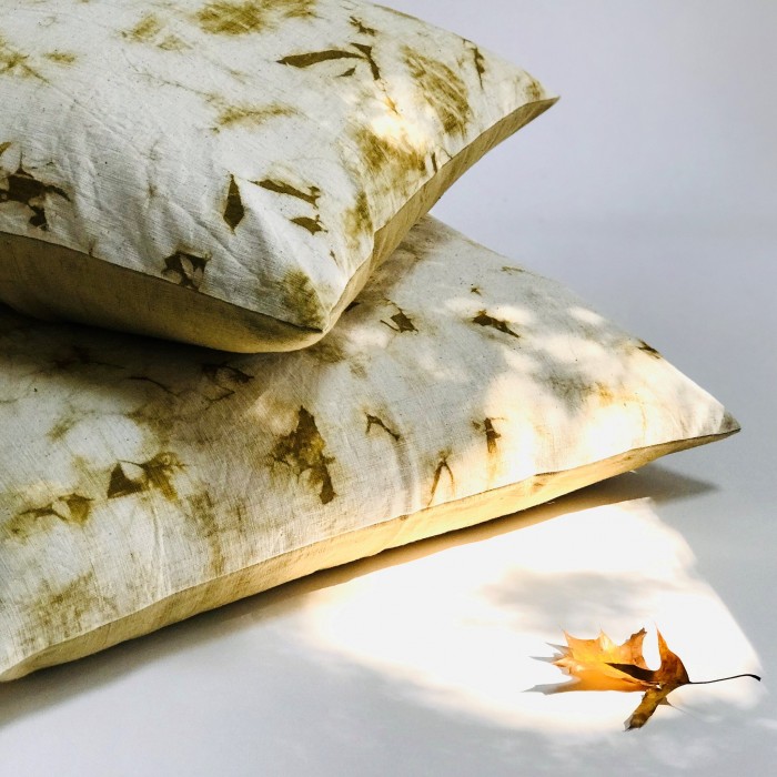 SHIBORI GOLDEN LEAVES PILLOW COVER - Multiple Sizes