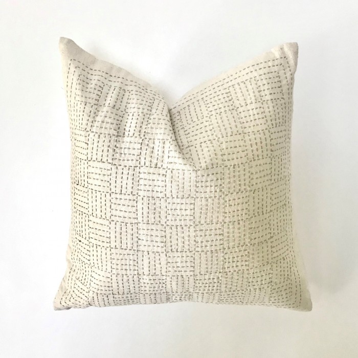 SASHIKO STITCHING PILLOW COVERS - WHITE