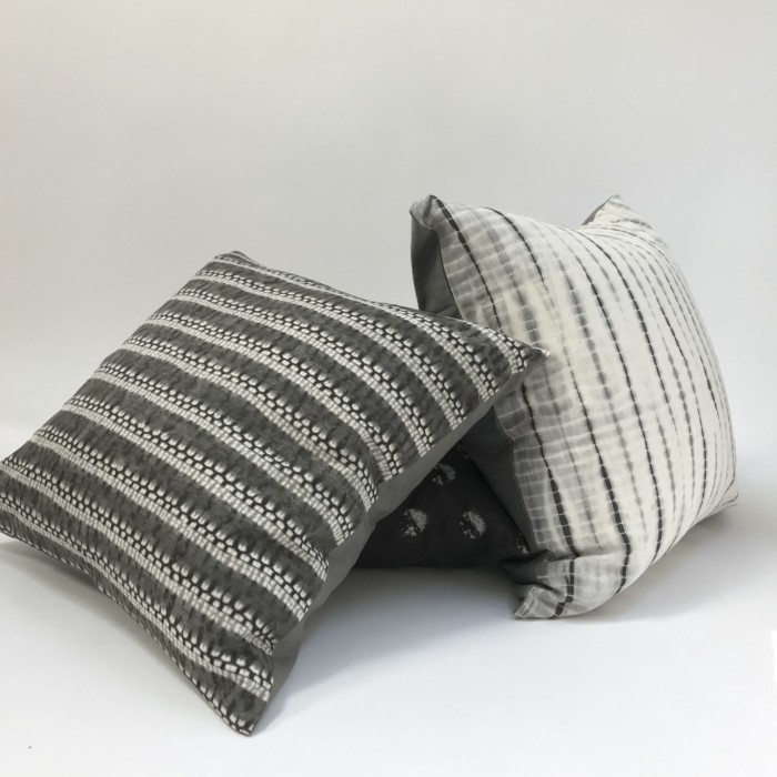 SHIBORI STRIPE PILLOW COVER GRAY