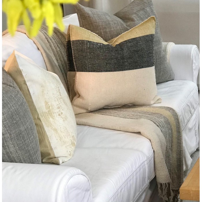 RUSTIC MODERN TEXTURED PILLOW COVER-WHITE+GRAY