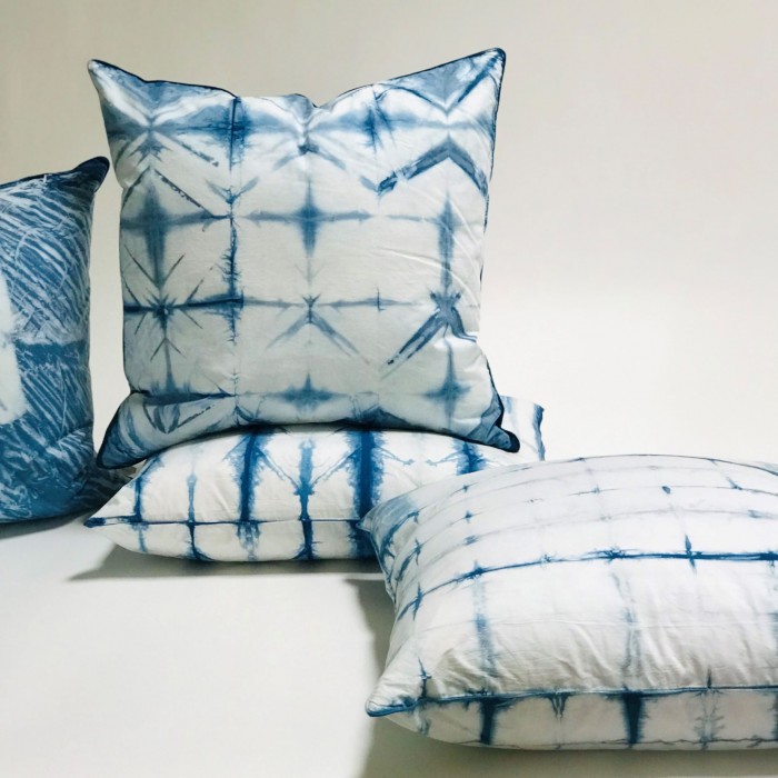 SHIBORI GEOMETRIC INDIGO PILLOWS