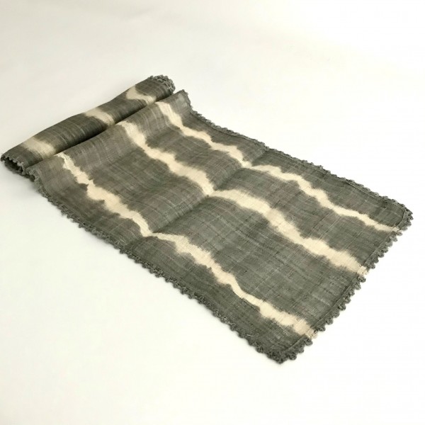  HEMP CROCHET EDGE WATERFALL RUNNER GRAY