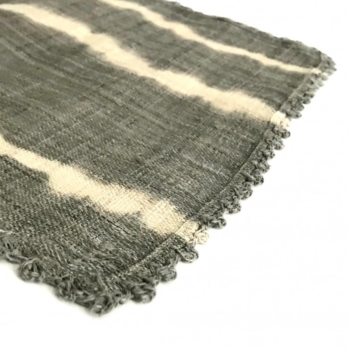  HEMP CROCHET EDGE WATERFALL RUNNER GRAY