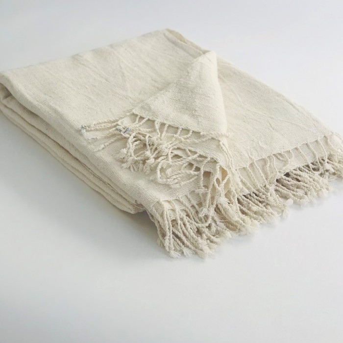 HANDSPUN COTTON SOLID THROWS - NATURAL WHITE