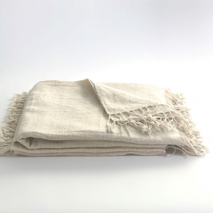 HANDSPUN COTTON SOLID THROWS - NATURAL WHITE