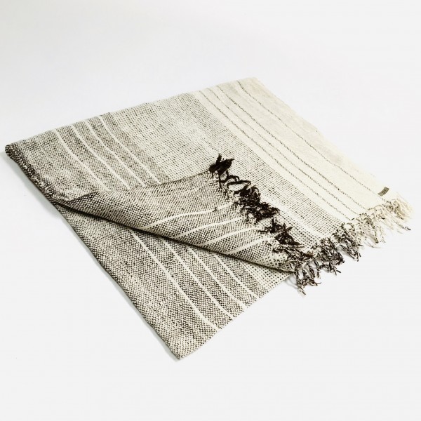 HANDSPUN COTTON STRIPE THROWS - MOCHA