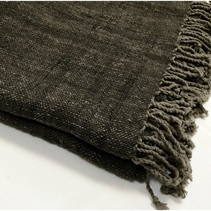HANDSPUN COTTON SOLID THROW LUXE - CHARCOAL