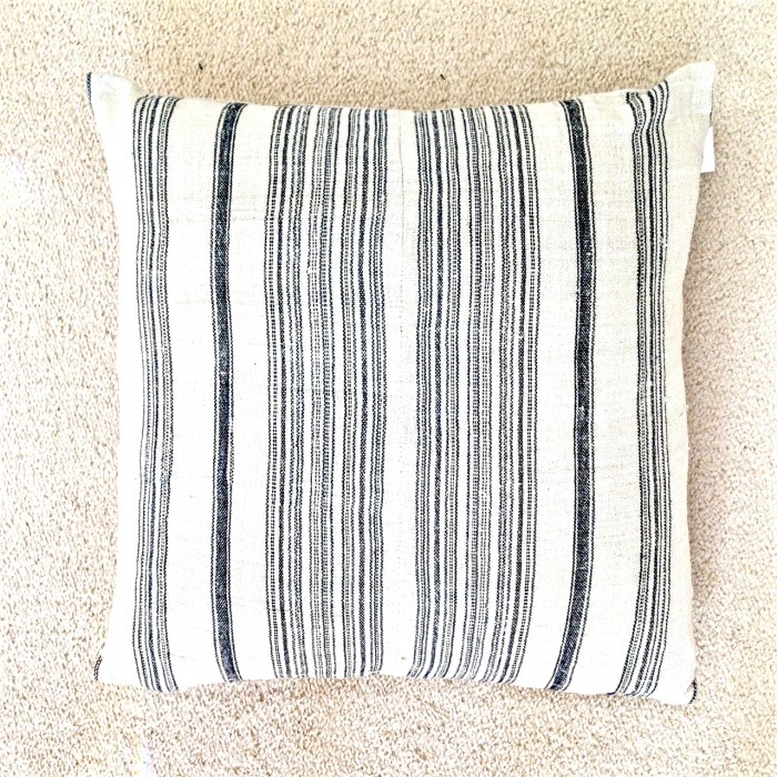 HEMP STRIPE PILLOW COVER - BLK/WT